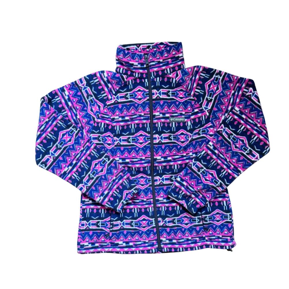 Columbia Women's Aztec Geometric Full Zip Fleece Jacket Size L EUC